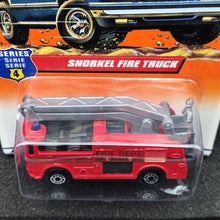 Load image into Gallery viewer, Matchbox 1998 Snorkel Fire Truck Red #26 To The Rescue Series 6/10 Long Card