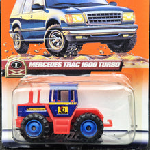 Load image into Gallery viewer, Matchbox 1999 Mercedes Trac 1600 Turbo Dark Blue #5 Farm Series 5/5 Long Card