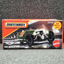 Load image into Gallery viewer, Matchbox 2025 2021 Morgan 3 Wheeler British Racing Green #57 MBX Showroom New Sealed Box