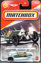 Load image into Gallery viewer, Matchbox 2025 2021 Morgan 3 Wheeler British Racing Green #57 MBX Showroom New Long Card