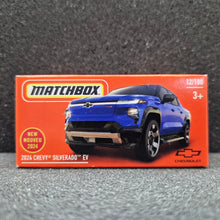 Load image into Gallery viewer, Matchbox 2024 Chevy Silverado EV Blue #12 MBX Adventure New Sealed Box