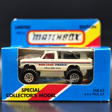 Load image into Gallery viewer, Matchbox 1985 4x4 Open Back Pickup Truck White MB63 Bob Jane T-Marts Limited Edition Sealed Box