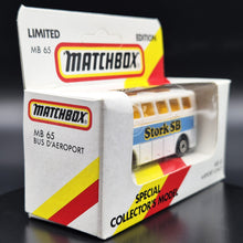 Load image into Gallery viewer, Matchbox 1986 Airport Coach Stork SB White MB65 Promotional Sealed Box Limited Edition