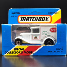 Load image into Gallery viewer, Matchbox 1989 Ford Model A Van Matthew Walker Creators Of Traditional Tastes White 1-75 Series MB38 Boxed
