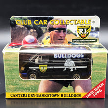 Load image into Gallery viewer, Matchbox 1996 Ford Transit Van Black Club Car Collectable ARL Canterbury-Bankstown Bulldogs Boxed