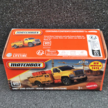 Load image into Gallery viewer, Matchbox 2025 GMC 3500 Utility Truck Yellow #47 MBX Construction New Sealed Box