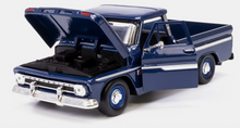 Load image into Gallery viewer, MotorMax 2021 1966 Chevy C10 Fleetside Pickup Dark Blue Timeless Legends 1-24 Diecast Pickup