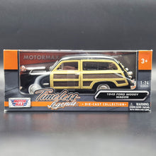 Load image into Gallery viewer, MotorMax 2021 1949 Ford Woody Wagon Black Timeless Legends #73260 1-24 Diecast Model