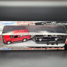 Load image into Gallery viewer, Welly 2002 Cadillac Escalade &amp; 1965 Pontiac GTO Off-Roader Trailer Set Collection
