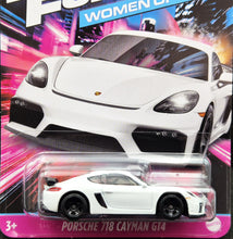 Load image into Gallery viewer, Hot Wheels 2024 Porsche 718 Cayman GT4 White Fast &amp; Furious - Women Of Fast Series 3/5 New Long Card