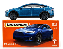 Load image into Gallery viewer, Matchbox 2022 Tesla Model X Blue #53/100 MBX Highway New Sealed Box

