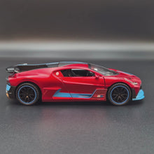 Load and play video in Gallery viewer, Explorafind 2021 Bugatti Divo Satin Red 1:32 Die Cast Car