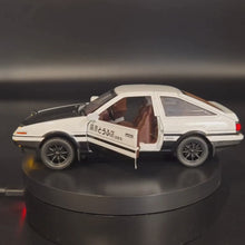 Load and play video in Gallery viewer, Explorafind 1986 Toyota Trueno AE86 &quot;Initial D&quot; White 1:32 Die Cast Car
