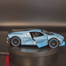 Load and play video in Gallery viewer, Explorafind 2021 Bugatti Divo Satin Blue 1:32 Die Cast Car
