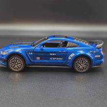 Load and play video in Gallery viewer, Explorafind 2022 Ford Mustang Shelby GT500 Blue 1:32 Die Cast Car
