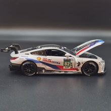 Load and play video in Gallery viewer, Explorafind 2018 BMW M8 GTE #82 2018-19 FIA WEC Race Car White 1:32 Die Cast Car