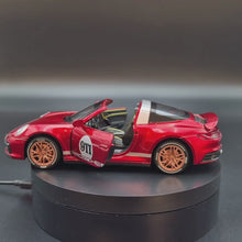 Load and play video in Gallery viewer, Explorafind 2021 Porsche 911 Targa 4S Red 1:32 Die Cast Car
