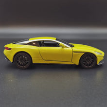 Load and play video in Gallery viewer, Explorafind 2022 Aston Martin DB11 AMR Neon Yellow 1:32 Die Cast Car