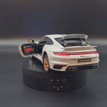 Load and play video in Gallery viewer, Explorafind 2021 Porsche 911 Turbo S White 1:24 Die Cast Car