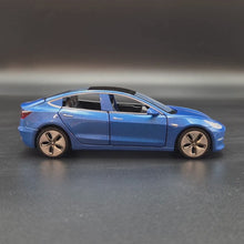 Load and play video in Gallery viewer, Explorafind 2021 Tesla Model 3 Blue 1:32 Die Cast Car
