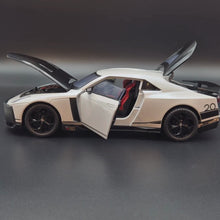 Load and play video in Gallery viewer, Explorafind 2021 Nissan GT-R50 Pearl White 1:18 Die Cast Car
