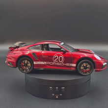 Load and play video in Gallery viewer, Explorafind 2021 Porsche 911 Turbo S Red 1:24 Die Cast Car