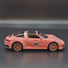 Load and play video in Gallery viewer, Explorafind 2021 Porsche 911 Targa 4S Pink 1:32 Die Cast Car
