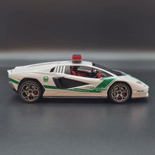 Load and play video in Gallery viewer, Explorafind 2023 Lamborghini Countach LPI 800-4 Dubai Police White 1:24 Die Cast Police Car
