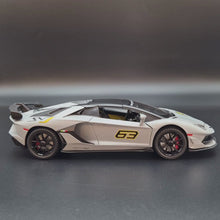 Load and play video in Gallery viewer, Explorafind 2023 Lamborghini Aventador SVJ 63 Satin Grey 1:24 Die Cast Car