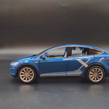 Load and play video in Gallery viewer, Explorafind 2020 Tesla Model X Metallic Blue 1:24 Die Cast Car
