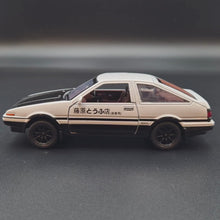 Load and play video in Gallery viewer, Explorafind 1986 Toyota Trueno AE86 "Initial D" White 1:32 Die Cast Car