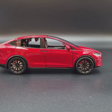 Load and play video in Gallery viewer, Explorafind 2020 Tesla Model X Red 1:24 Die Cast Car