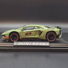 Load and play video in Gallery viewer, Explorafind 2021 Lamborghini Aventador SVJ LP780-4 Matte Green 1:32 Die Cast Car