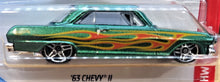 Load image into Gallery viewer, Hot Wheels 2018 &#39;63 Chevy II Green #110 HW Flames 9/10 New Long Card
