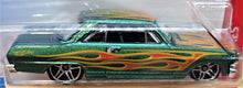 Load image into Gallery viewer, Hot Wheels 2018 &#39;63 Chevy II Green #110 HW Flames 9/10 New Long Card
