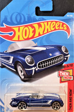 Load image into Gallery viewer, Hot Wheels 2018 &#39;55 Corvette Blue #192 Then and Now 3/10 New Long Card
