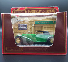 Load image into Gallery viewer, Matchbox 1938 Hispano Suiza Green Models Of Yesteryear Y17
