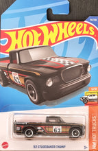 Load image into Gallery viewer, Hot Wheels 2022 &#39;63 Studebaker Champ Black #93 HW Hot Trucks 5/10 New Long Card
