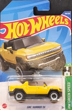 Load image into Gallery viewer, Hot Wheels 2022 GMC Hummer EV Yellow #130 HW Green Speed 3/5 New Long Card
