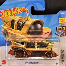 Load image into Gallery viewer, Hot Wheels 2022 Loco Motorin&#39; Gold Chrome #31 HW Metro 5/10 New
