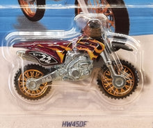 Load image into Gallery viewer, Hot Wheels 2022 HW450F Motorbike Dark Red #52 Baja Blazers 6/10 New Long Card
