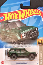Load image into Gallery viewer, Hot Wheels 2022 &#39;95 Jeep Cherokee Green #150 Baja Blazers 10/10 New Long Card
