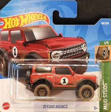 Load image into Gallery viewer, Hot Wheels 2022 &#39;21 Ford Bronco Red #68 Mud Studs 1/5 New
