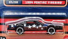 Load image into Gallery viewer, Hot Wheels 2022 1984 Pontiac Firebird Black Stars &amp; Stripes 5/8 New Long Card
