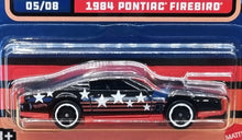 Load image into Gallery viewer, Hot Wheels 2022 1984 Pontiac Firebird Black Stars &amp; Stripes 5/8 New Long Card
