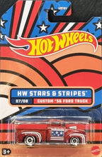 Load image into Gallery viewer, Hot Wheels 2022 Custom &#39;56 Ford Truck Red Stars &amp; Stripes 7/8 New Long Card
