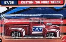 Load image into Gallery viewer, Hot Wheels 2022 Custom &#39;56 Ford Truck Red Stars &amp; Stripes 7/8 New Long Card
