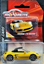 Load image into Gallery viewer, Majorette 2017 Porsche 718 Boxster Yellow #209 Premium Cars New Long Card
