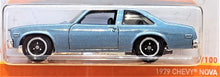 Load image into Gallery viewer, Matchbox 2021 1979 Chevy Nova Light Blue MBX Showroom #22/100 New Long Card
