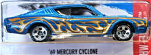 Load image into Gallery viewer, HOT WHEELS 2016 &#39;69 MERCURY CYCLONE BLUE #100 HW FLAMES 10/10 NEW
